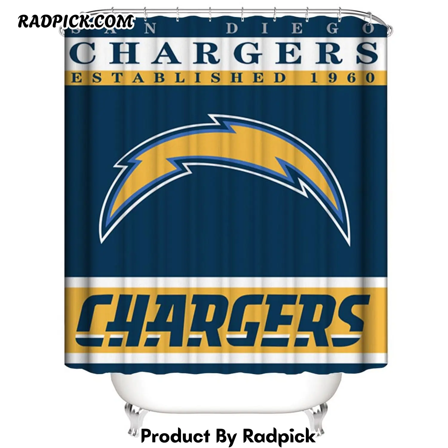 Football team flag los angeles chargers shower curtain rp387914